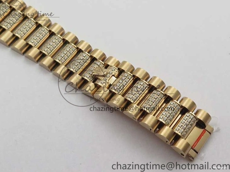 Bracelet Day-Date Dial Silver on Crystal RG A2836 Best Edition 128235 Marker Crystal BP President 36mm RG 0511